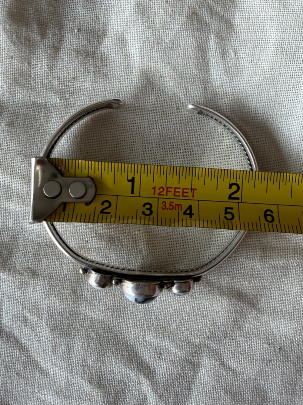 Sterling Silver White Buffalo Turquoise Cuff Bracelet - Picture 6 of 6